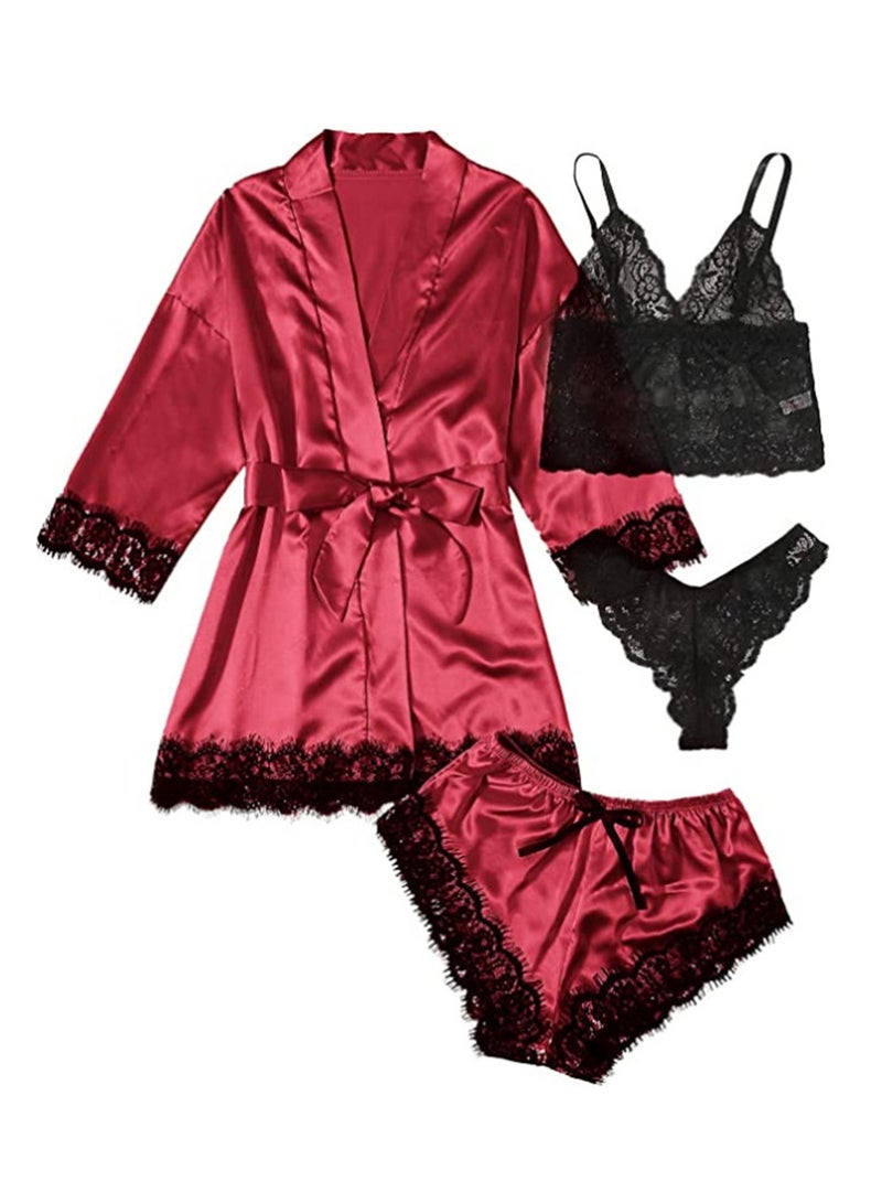 4pcs pajamas women's home pajamas lace pajamas set  - Image 1