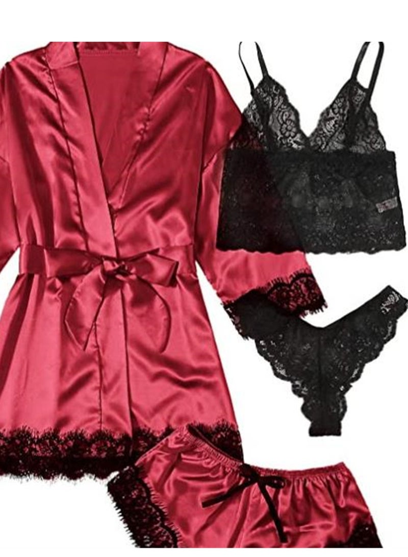 4pcs pajamas women's home pajamas lace pajamas set  - Image 5