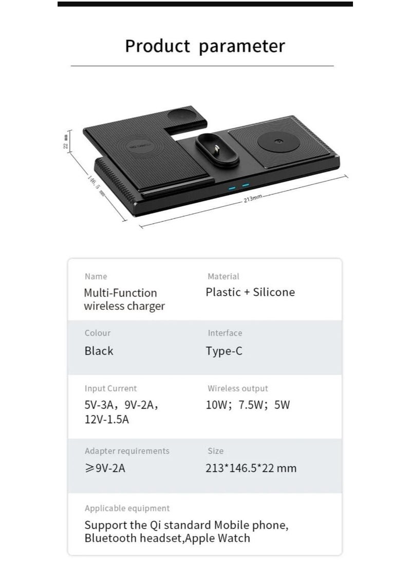 Yesido - 18W 4-in-1 Fast Charging Folding Wireless Adapter For Apple Devices - DS13 - Image 1