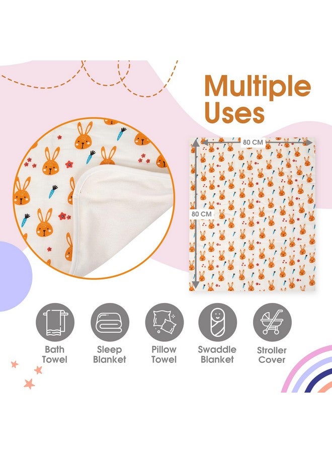 مي مي منشفة أطفال فائقة الامتصاص من Mee Mee مصنوعة من القطن بنسبة 100% ومكونة من طبقتين وناعمة للغاية لحديثي الولادة | طبقتان من الشاش والوبر | منشفة للأطفال/الأطفال الصغار/الرضع/الأطفال الصغار | عبوة من قطعة واحدة مطبوعة برسومات أرنب 75×100 سم - Image 5