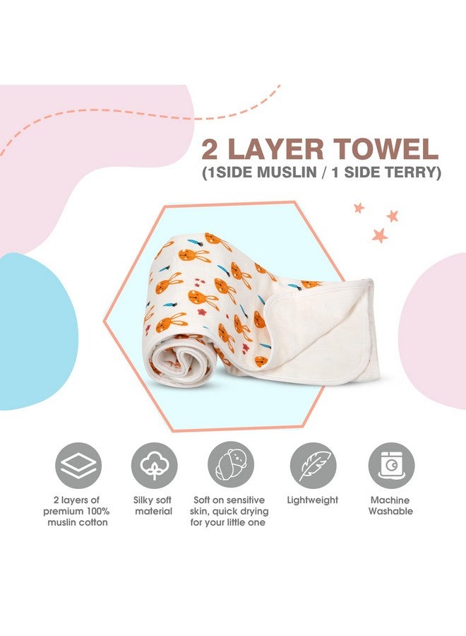 مي مي منشفة أطفال فائقة الامتصاص من Mee Mee مصنوعة من القطن بنسبة 100% ومكونة من طبقتين وناعمة للغاية لحديثي الولادة | طبقتان من الشاش والوبر | منشفة للأطفال/الأطفال الصغار/الرضع/الأطفال الصغار | عبوة من قطعة واحدة مطبوعة برسومات أرنب 75×100 سم - Image 4