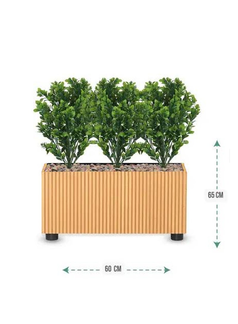 Tala Rectangular Wooden Planter with Green Artificial Plants for Decor – 65 cm Height - Image 1