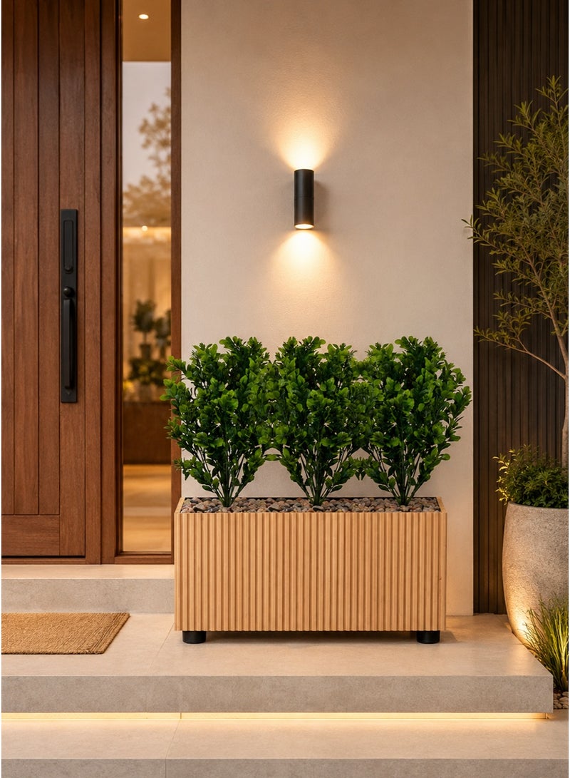 Tala Rectangular Wooden Planter with Green Artificial Plants for Decor – 65 cm Height - Image 3
