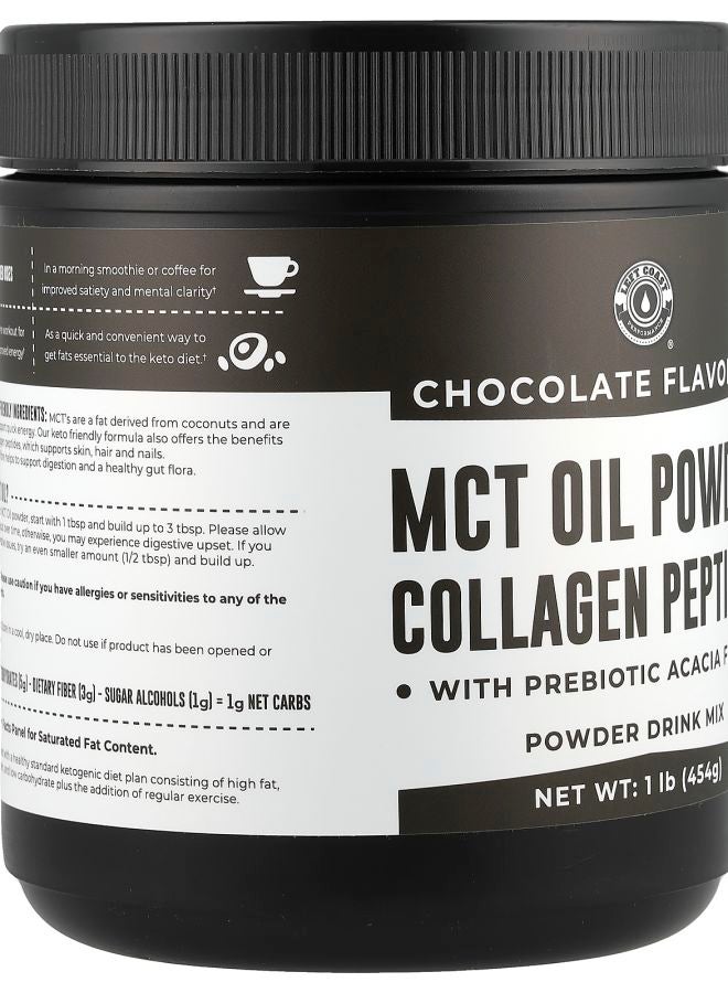 Left Coast Performance MCT Oil Powder Collagen Peptides with Prebiotic Acacia Fiber Chocolate 1 lb (454 g) - Image 2