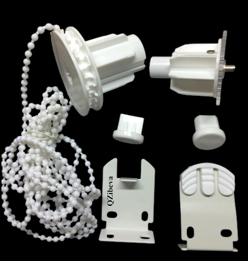 QZibeva QZIBEVA 1 Set Roller Blinds Holder and Mechanism Hardware Pack 2 Pcs Bracket1 Pcs Male 1 Pcs Female Control Unit Bead Chain 2 Pcs End Cap of Bottom Rods Item Code_R7B3  - Image 2