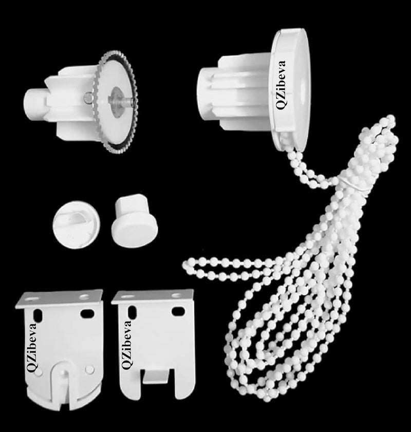 QZibeva QZIBEVA 1 Set Roller Blinds Holder and Mechanism Hardware Pack 2 Pcs Bracket1 Pcs Male 1 Pcs Female Control Unit Bead Chain 2 Pcs End Cap of Bottom Rods Item Code_R7B3  - Image 1