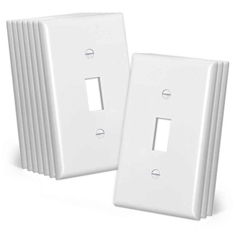 CML MidSize Light Switch Cover Plate 10 Pack Toggle Switch Plate Covers 1Gang Electrical Wall Plates Midway Size 318 x 5 Impact Resistant Gloss Finish White