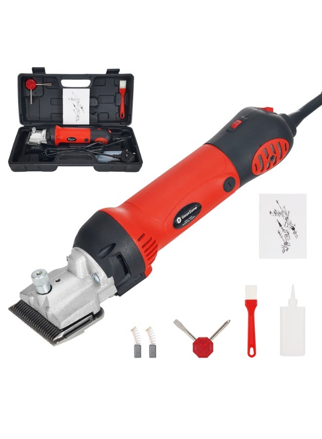 جيرزون مجموعة قص شعر الخيل الكهربائية للعناية بالحيوانات للخيول والماعز والمهر والماشية، 1000 واط، 6 سرعات، مقص احترافي للخيول، مع ملحقات وصندوق أدوات - Image 1