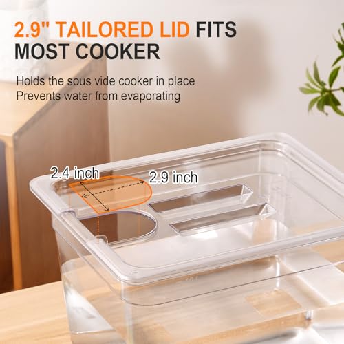 HOMENOTE Sous Vide Container 12 Quart With Lid,BPA Free Complete Accessories For Anova and Most Sous Vide Cookers,Anova Container Kit - Image 3