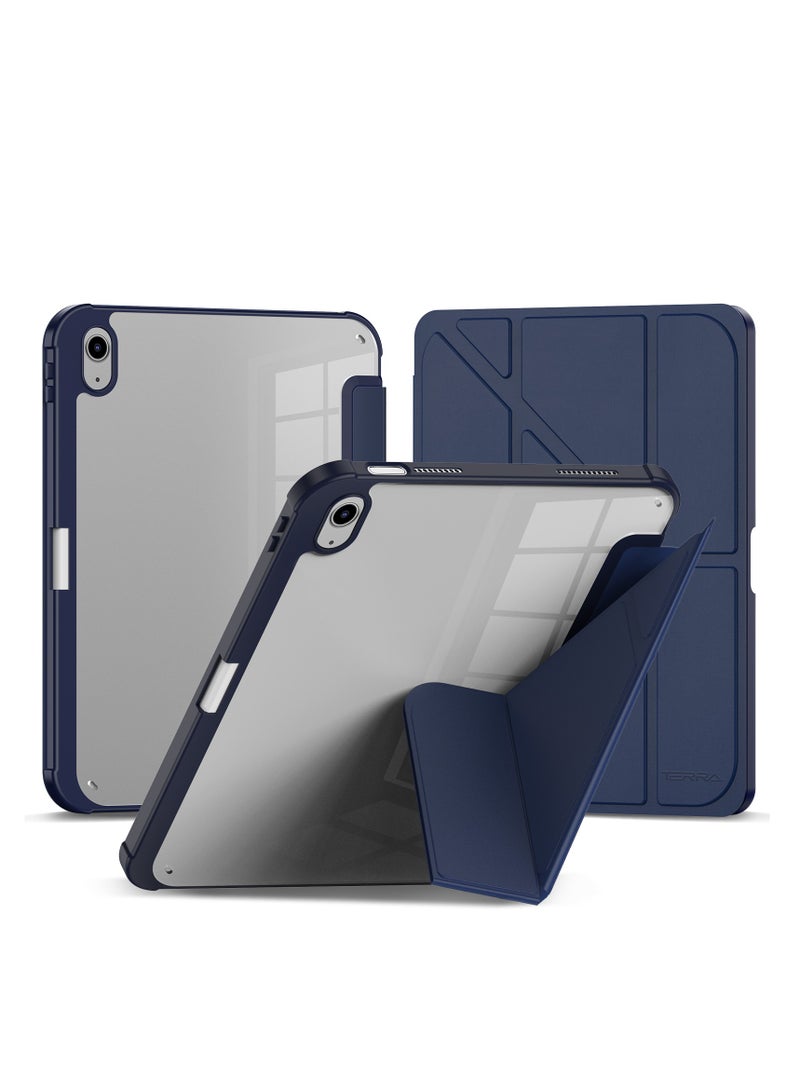 تيرا كفر ايباد تيرا 11 برو 2018/2020/2021/2022مع حامل قلم ذكي غطاء ذكي رفيع بمسند ازرق/شفاف - Image 1
