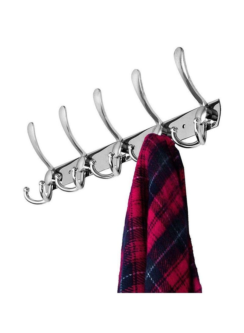 15 Hooks Stainless Steel Coat Robe Hat Clothes Wall Mount Hook Hanger Towel Rack  - Image 2