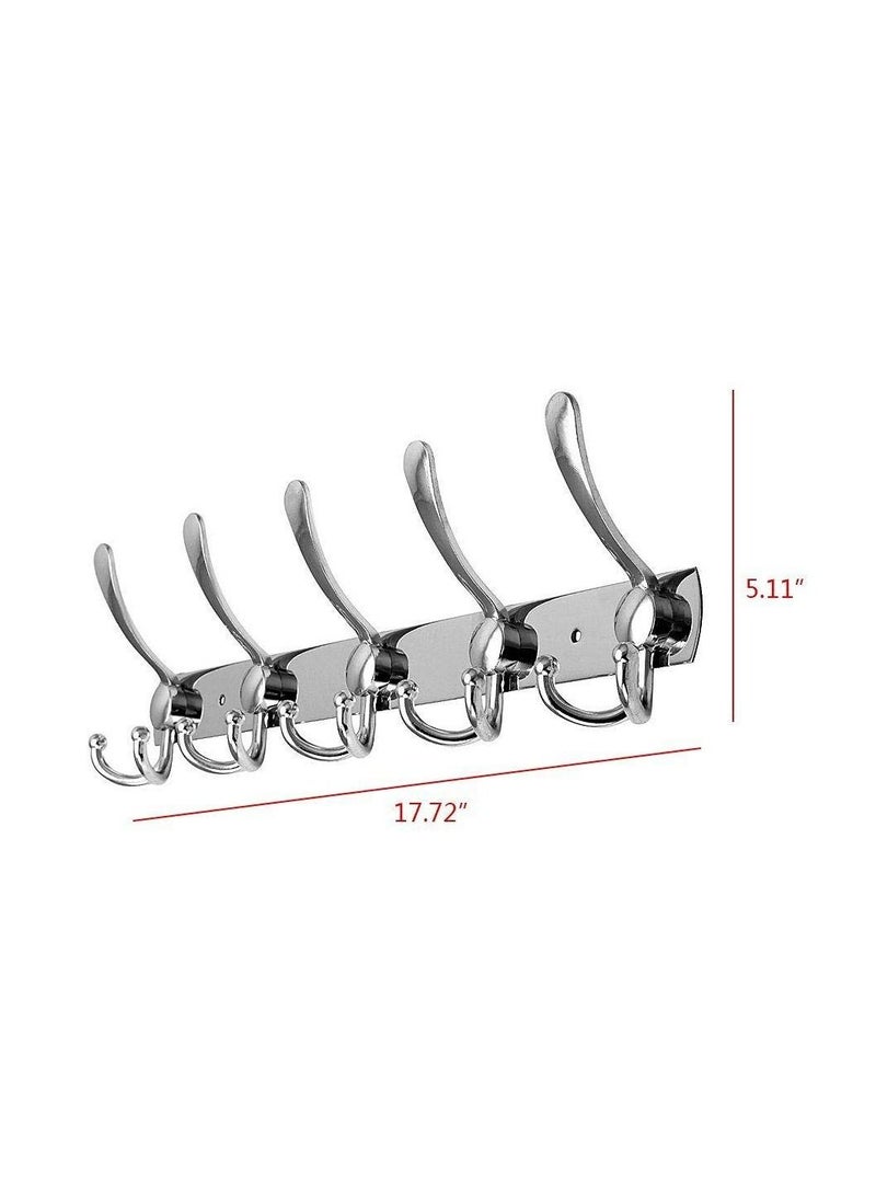 15 Hooks Stainless Steel Coat Robe Hat Clothes Wall Mount Hook Hanger Towel Rack  - Image 4
