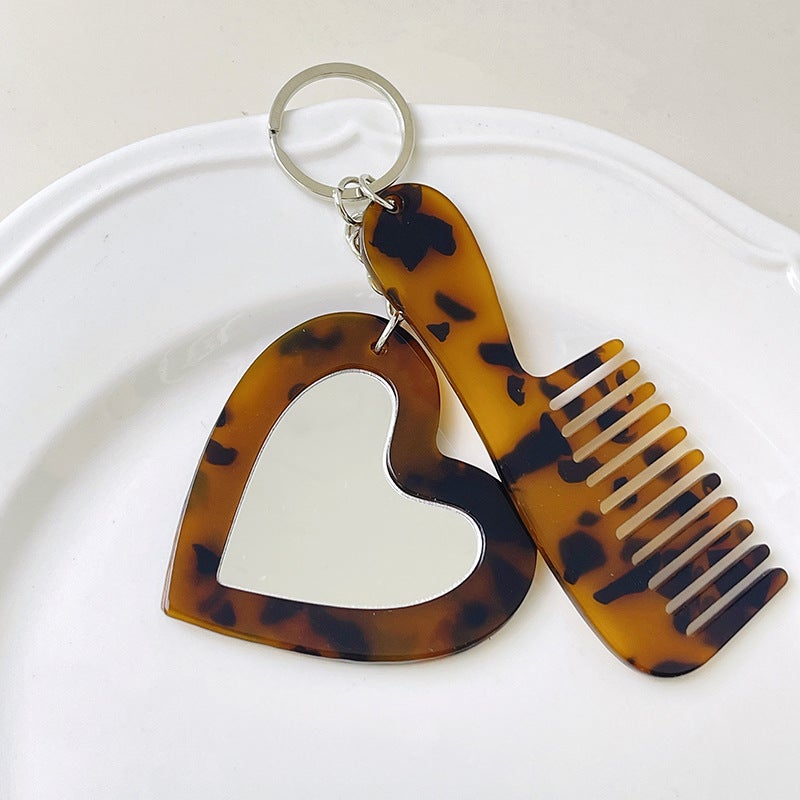 New Fresh And Simple Ins-Style Glitter Sequin Heart Makeup Mirror Keychain Pendant Diy Bag Accessory - Image 1