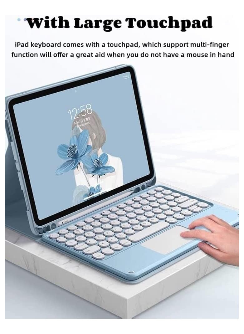 Arabic and English Keyboard Case for Samsung Galaxy Tab S10 Plus/Tab S10+ 12.4-inch (2024) - Touchpad Removable Keyboard - Slim Leather Folding Smart Case - Image 2