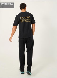 Styli Oversized T-Shirt and Slogan Print Joggers Training Set  - Image 1