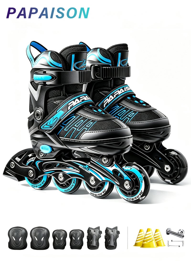 PAPAISON Adjustable Inline Skates Shoes for Kids Illuminating Inline Skates with Light Up Wheels for Beginner Girls and Boys - Image 1