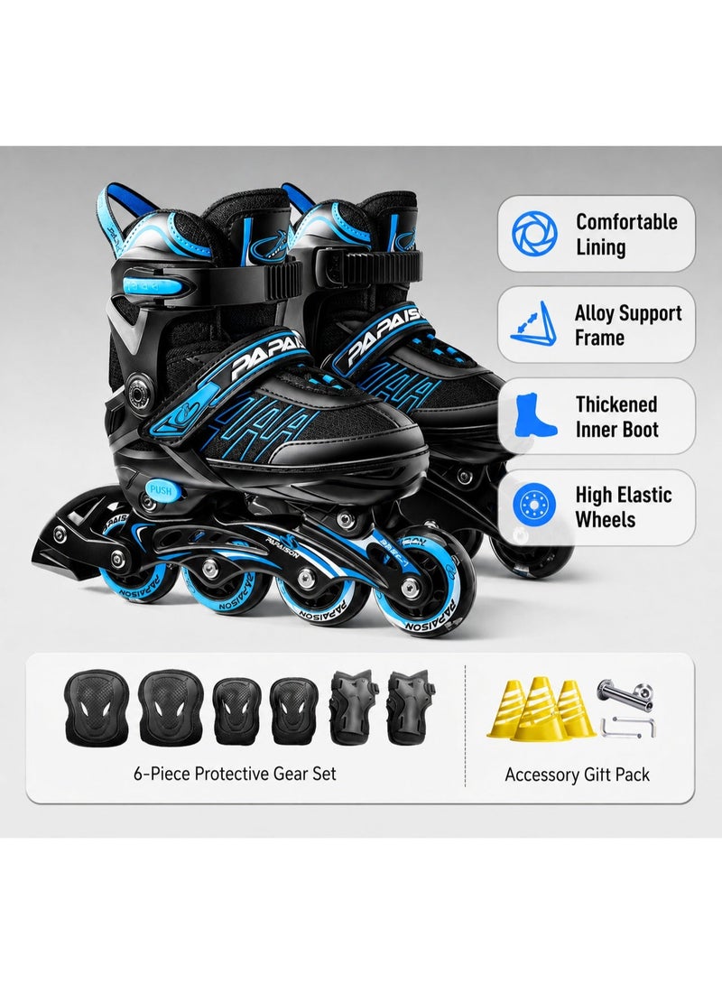 PAPAISON Adjustable Inline Skates Shoes for Kids Illuminating Inline Skates with Light Up Wheels for Beginner Girls and Boys - Image 2