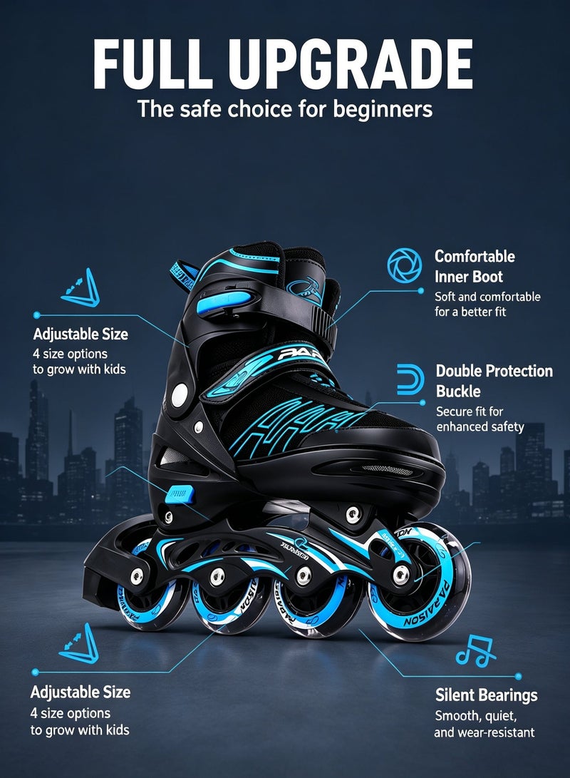 PAPAISON Adjustable Inline Skates Shoes for Kids Illuminating Inline Skates with Light Up Wheels for Beginner Girls and Boys - Image 3