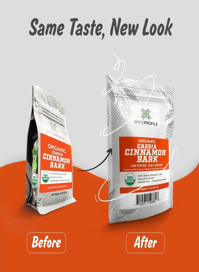Spice Profile USDA Organic Cassia Cinnamon Stick Flat Barks (3.5oz), Lab Tested for Heavy Metals, Resealable Pouch, Dalchini, Canela Cassia - Image 5