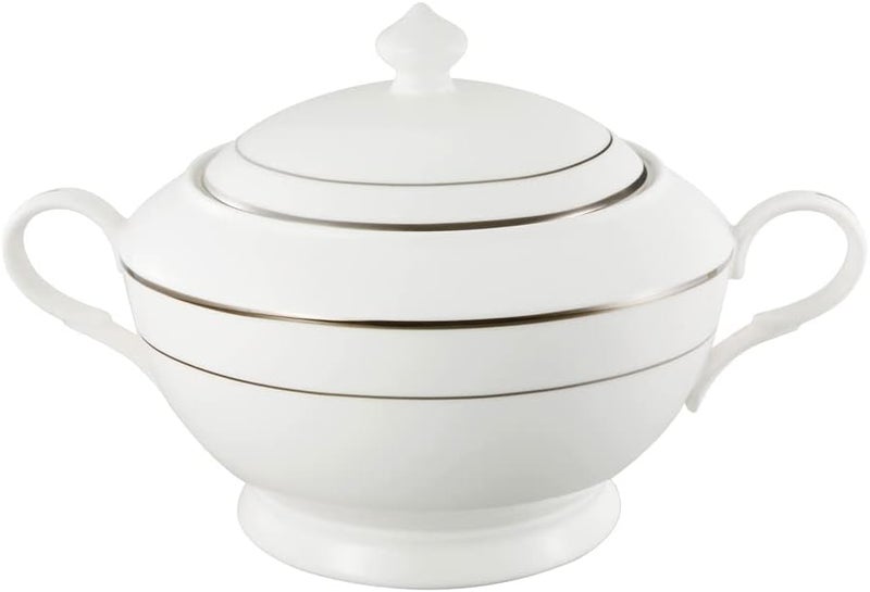 Generic Stylish and Elegant Durable Bone China Soup tureen with Lid for Hosting Parties and Events  Silver Design