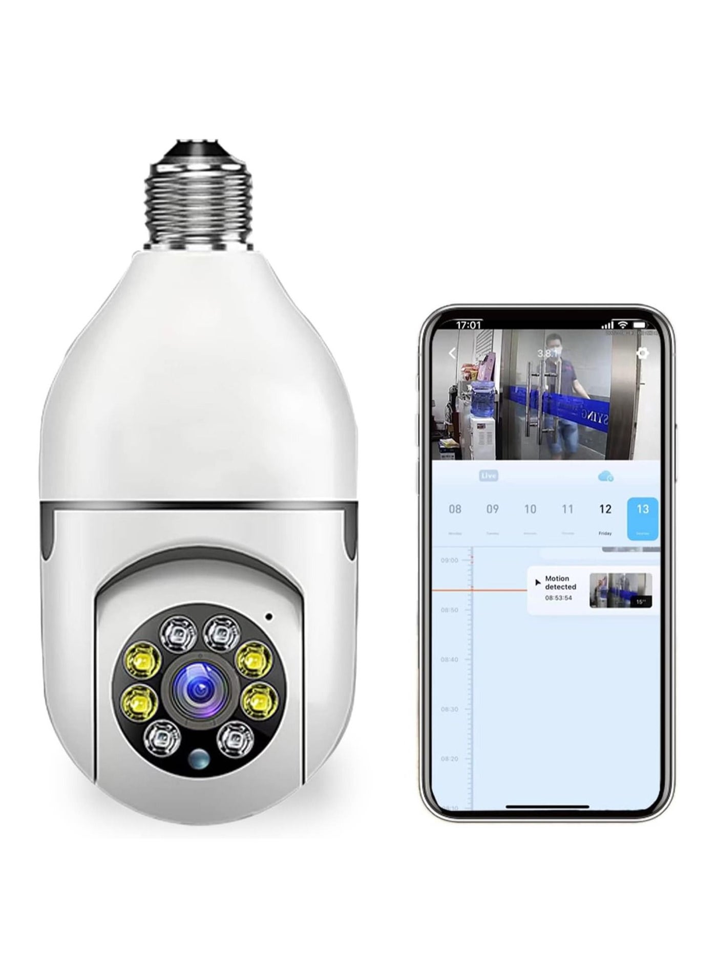 SOSEKO SOSEKO Wifi 360 Panoramic Bulb Camera 1080p Security Camera