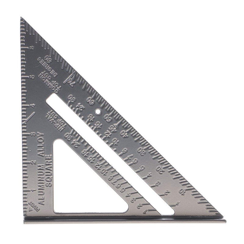 Original Mart Double Side Scale Aluminium Alloy Metric Inch Triangle Measurement Hand Tool Grey 180 mm - Image 1