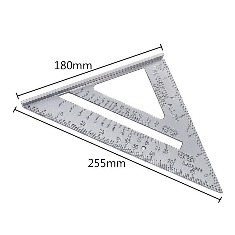 Original Mart Double Side Scale Aluminium Alloy Metric Inch Triangle Measurement Hand Tool Grey 180 mm - Image 5