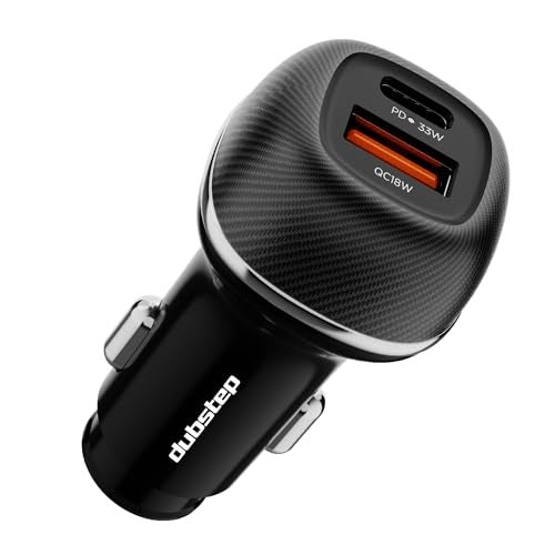 Dubstep Zapp 51W Dual QC-PD, Powerblitz Technology, Dual Output Fast Car Charger with Type-C PD & USB-A Charging Adapter Compatible with Cars for iPhone & Android Smartphone, Smartwatch (Black) - Image 1