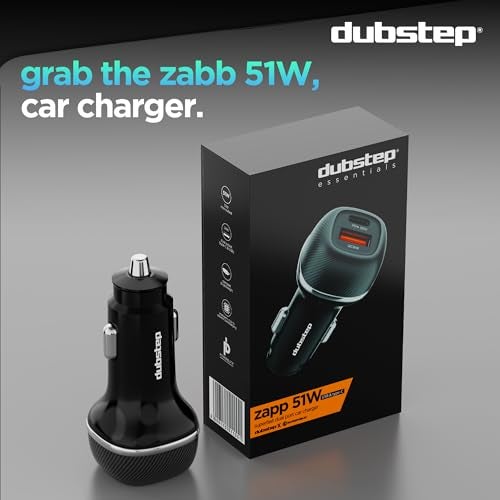 Dubstep Zapp 51W Dual QC-PD, Powerblitz Technology, Dual Output Fast Car Charger with Type-C PD & USB-A Charging Adapter Compatible with Cars for iPhone & Android Smartphone, Smartwatch (Black) - Image 4
