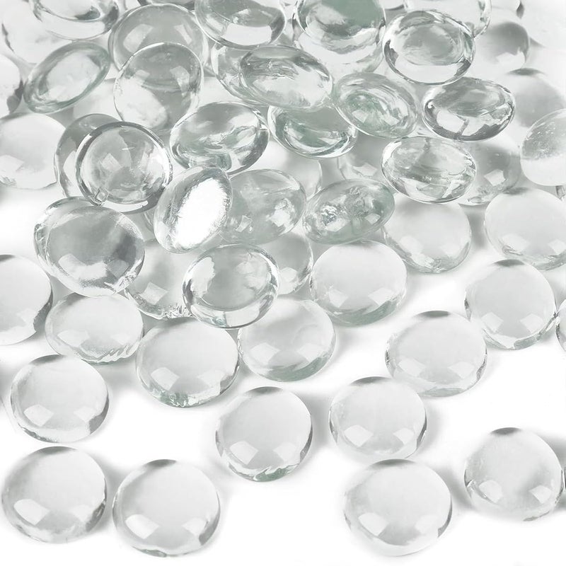 DomeStar 1LB Clear Flat Glass Marbles, Glass Beads Bulk Vase Filler Crystals Gemstones for Table Aquarium Home Decoration DIY Craft - Image 1