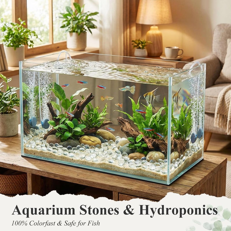 DomeStar 1LB Clear Flat Glass Marbles, Glass Beads Bulk Vase Filler Crystals Gemstones for Table Aquarium Home Decoration DIY Craft - Image 5