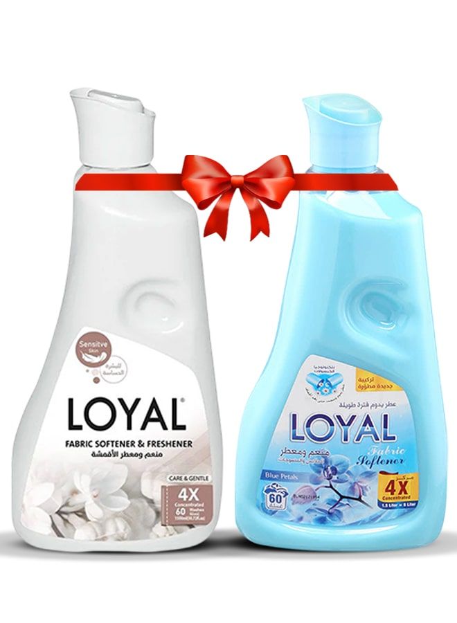 loyal Fabric Softener 2x1500ml Care & Gentle + Blue Petals