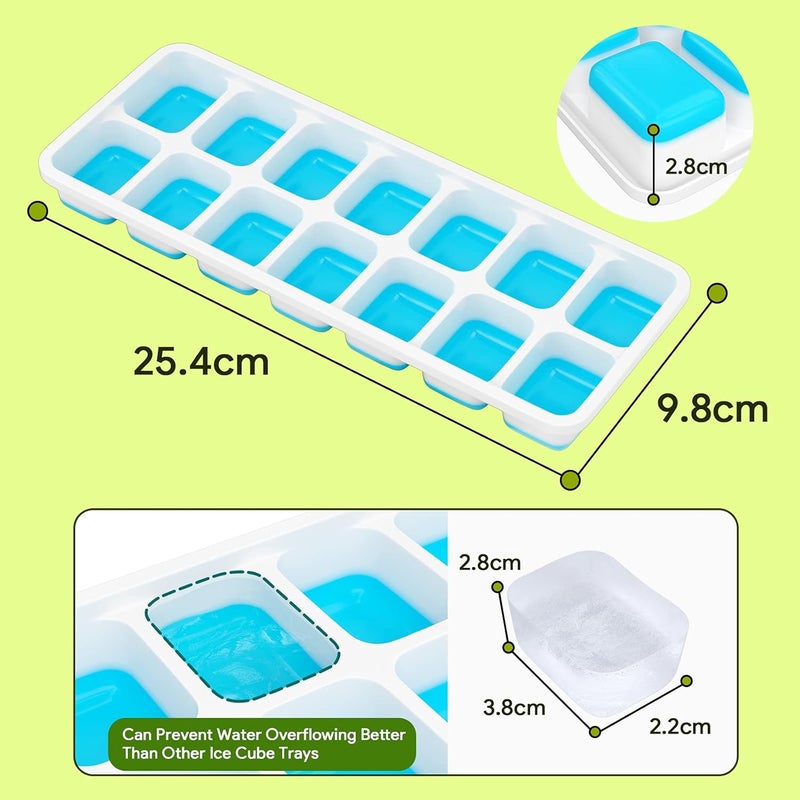 Airabc Silicone Ice Cube Trays 4 Pack with Removable Lids - Easy-Release Flexible 14-Cube Trays, BPA Free - Image 5
