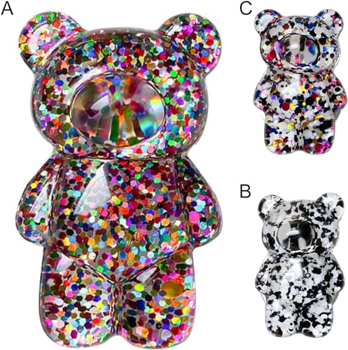 Luhaomisky 1Pc Multicolor Bear Phone Grip Tok Folding Bracket Mobile Phone Finger Holder Mobile Phone Cartoon Foldable Epoxy SequinsCute B 3D Ear Shaped for Desktop Mobile Phone Cell Phones and Accessories - Image 3