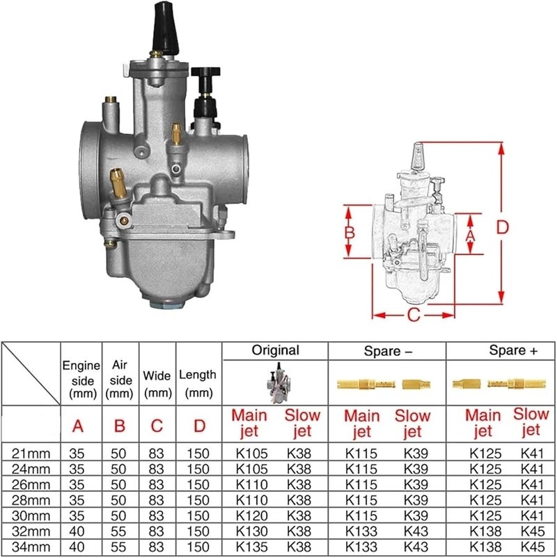 Alconstar Universal Motorcycle Carburetor 26mm For PWK 21 24 28 30 32 34 2T 4T - Image 4