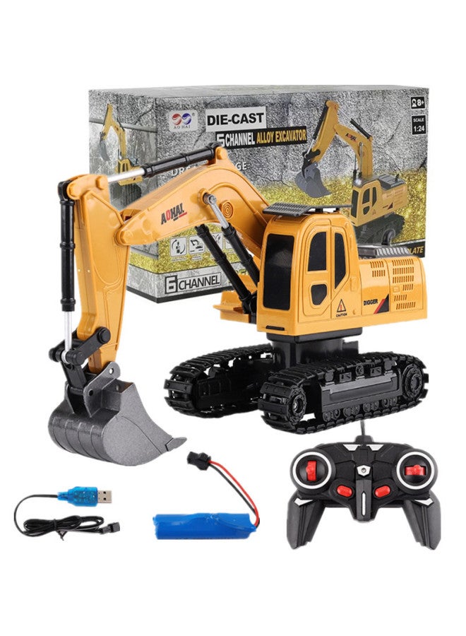 Multi-functional Alloy Remote Control Excavator Toy Wireless Remote Control Excavator Engineering Vehicle Stall Hot Sale Wholesale-Color:【Alloy Version】 6-channel Excavator-Chinese Packaging - Image 2