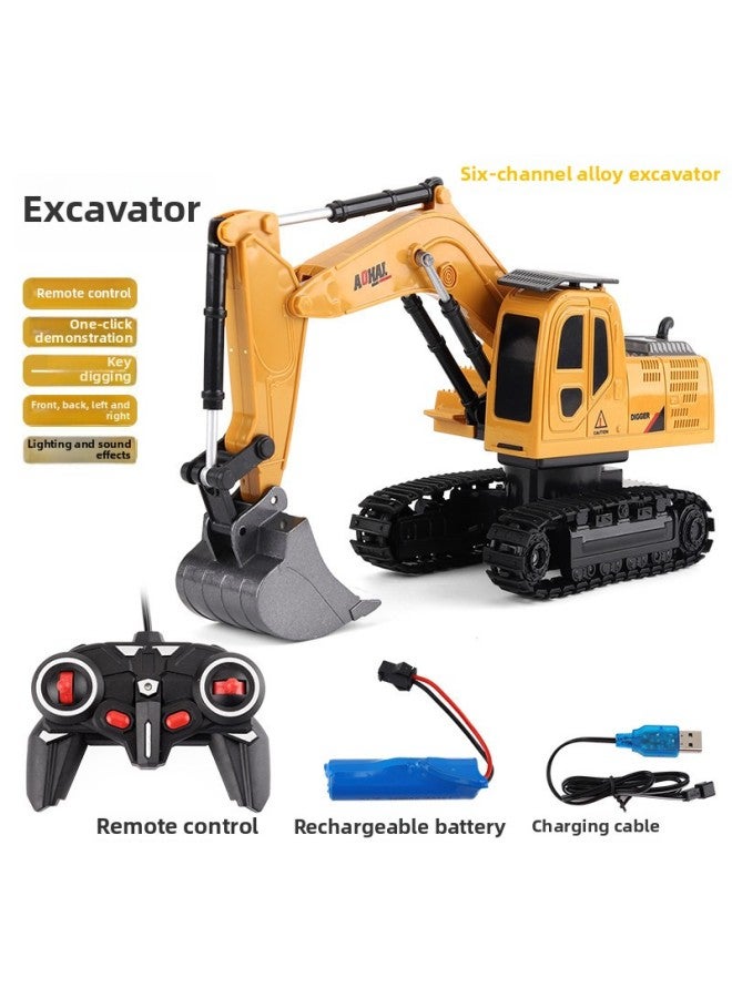 Multi-functional Alloy Remote Control Excavator Toy Wireless Remote Control Excavator Engineering Vehicle Stall Hot Sale Wholesale-Color:【Alloy Version】 6-channel Excavator-Chinese Packaging - Image 1