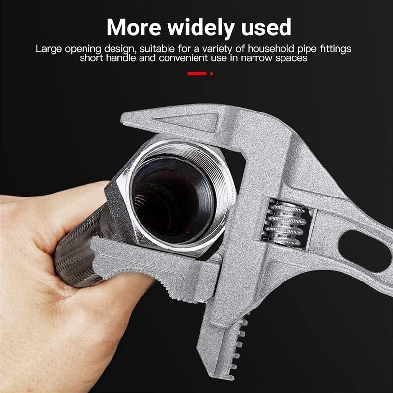 RASOFAB Zwerlin Adjustable Wrench Spanner Reversible Jaw Pipe Wrench, Self-gripping angled teeth grip pipe, Wide Jaw ZwerlinOpenings Short Shank Wrench Repair Tool - Image 2