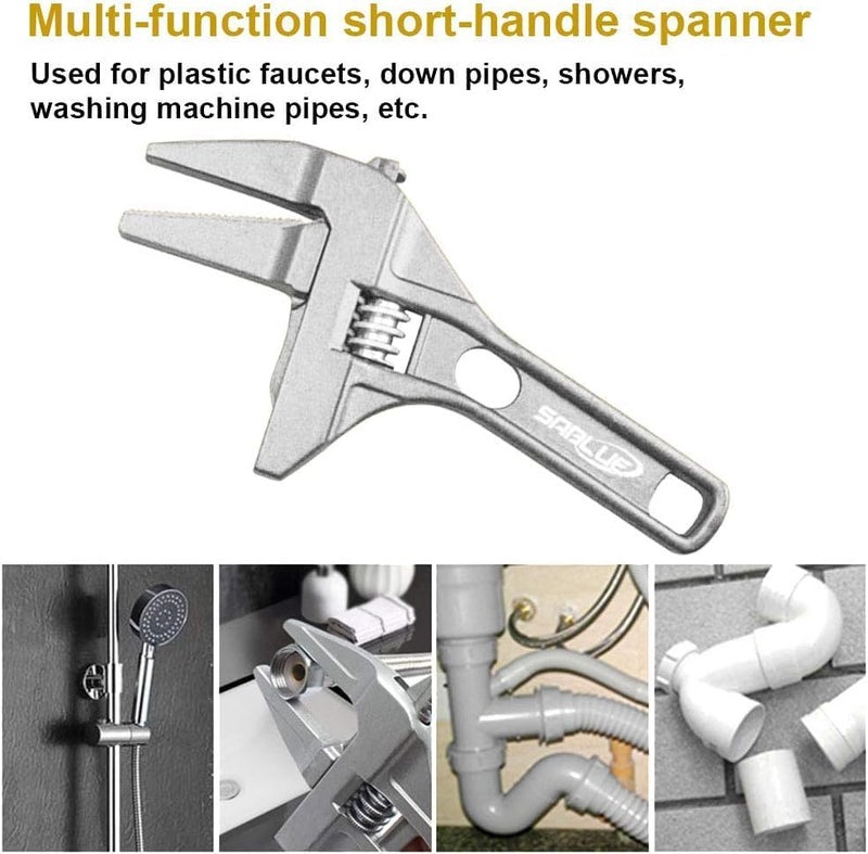 RASOFAB Zwerlin Adjustable Wrench Spanner Reversible Jaw Pipe Wrench, Self-gripping angled teeth grip pipe, Wide Jaw ZwerlinOpenings Short Shank Wrench Repair Tool - Image 3