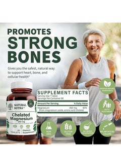 Natural Nutra Chelated Magnesium Oxide Supplement with Amino Acid Chelate for High Absorption, Promotes Healthy Bones, Improves Dental, Heart Health and Energy Levels, 250 mg, 90 Tablets (3 Pack)  - Image 3