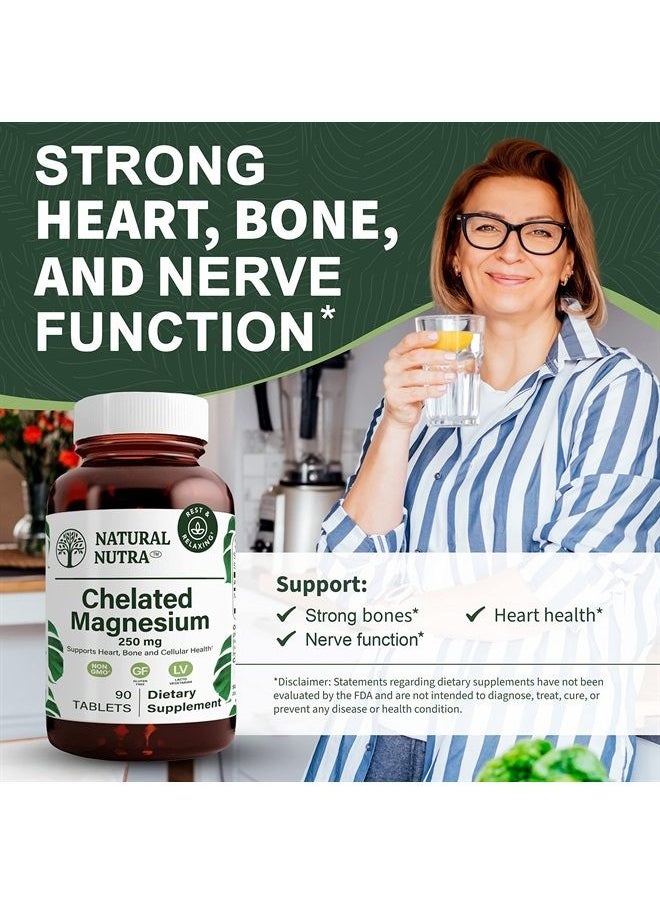 Natural Nutra Chelated Magnesium Oxide Supplement with Amino Acid Chelate for High Absorption, Promotes Healthy Bones, Improves Dental, Heart Health and Energy Levels, 250 mg, 90 Tablets (3 Pack)  - Image 2