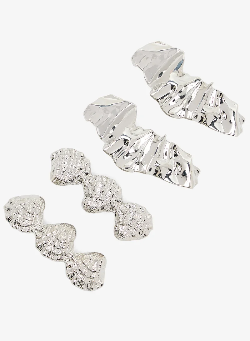 Khizana silver 2PK Metallic Chunky Gold Statement Hairclips for Women | Best Price UAE