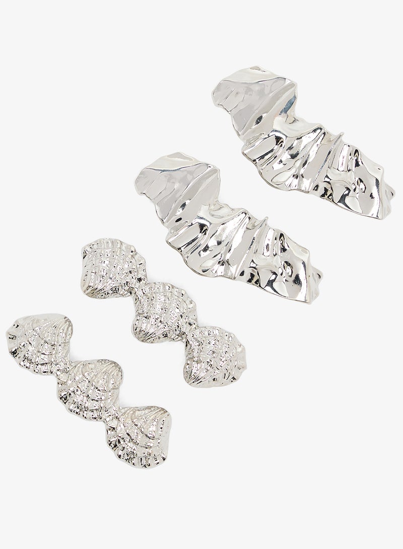 خزانة مشبك شعر معدني ذهبي سميك بقطعتين - Image 3