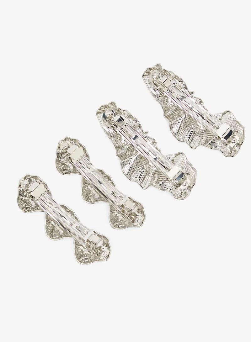 خزانة مشبك شعر معدني ذهبي سميك بقطعتين