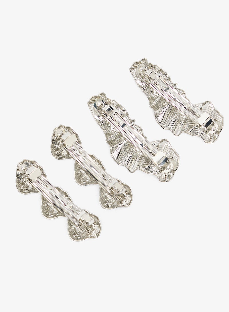 خزانة مشبك شعر معدني ذهبي سميك بقطعتين - Image 2