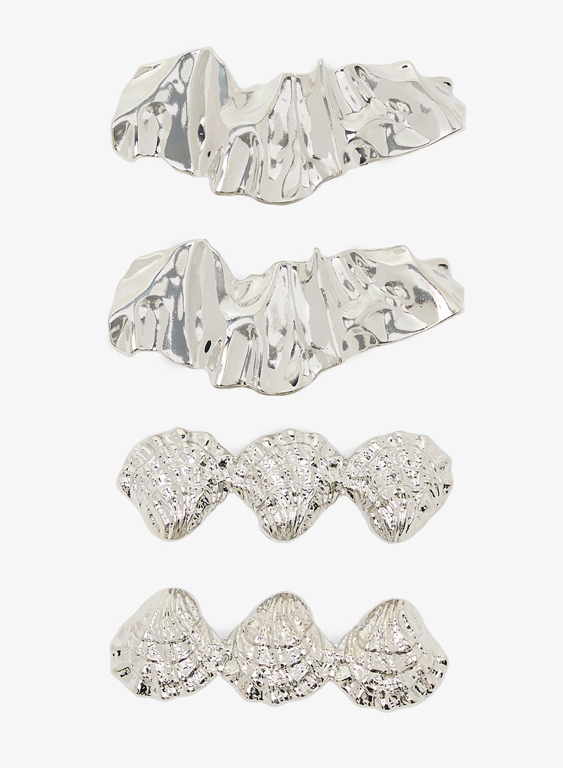 خزانة مشبك شعر معدني ذهبي سميك بقطعتين - Image 1