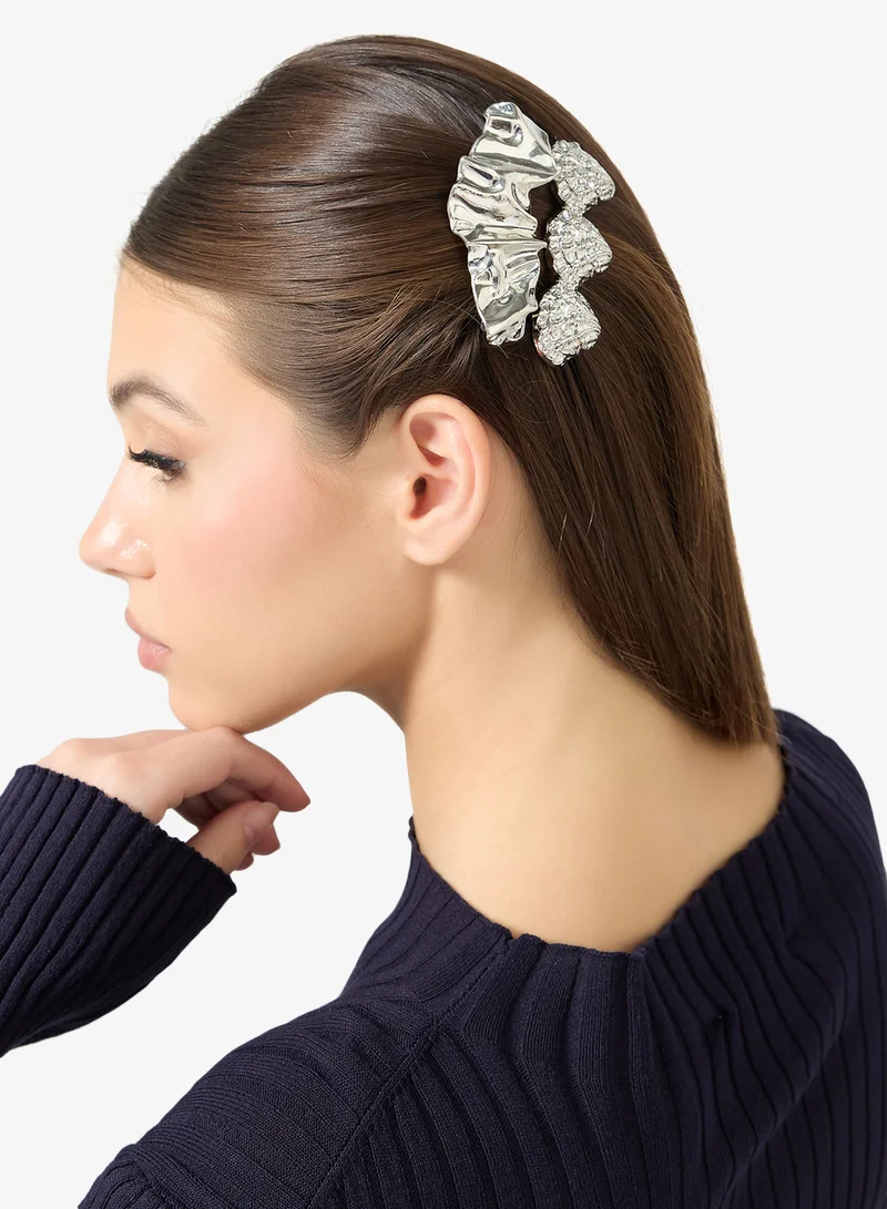 Khizana silver 2PK Metallic Chunky Gold Statement Hairclips for Women | Best Price UAE