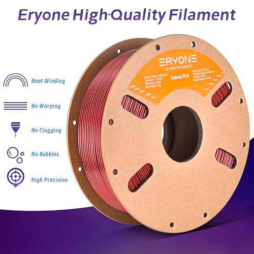 ERYONE Sparkly Glitter Shining PLA Filament for 3D Printer, 1.75mm +/-0.03mm, 1kg(2.2LBS)/Spool, Red - Image 3