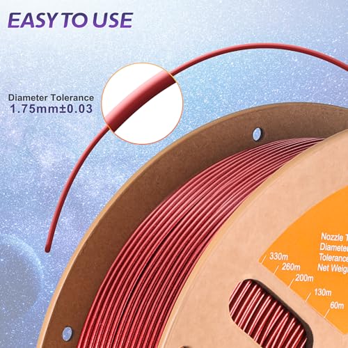 ERYONE Sparkly Glitter Shining PLA Filament for 3D Printer, 1.75mm +/-0.03mm, 1kg(2.2LBS)/Spool, Red - Image 4