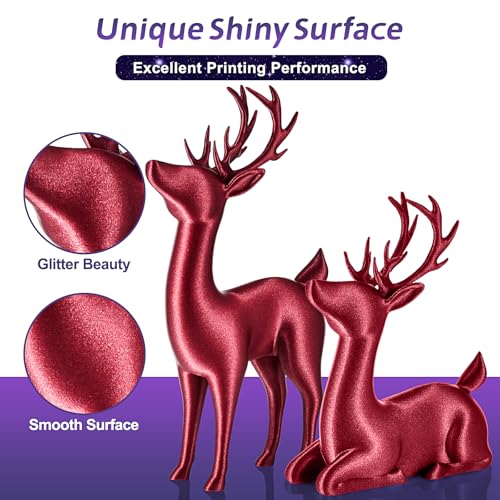 ERYONE Sparkly Glitter Shining PLA Filament for 3D Printer, 1.75mm +/-0.03mm, 1kg(2.2LBS)/Spool, Red - Image 2